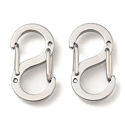 Stainless Steel Color 304 Stainless Steel Double Gated Carabiner S-Hook Clasps, Stainless Steel Color, 20x11x4.5mm