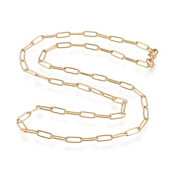 Golden 304 Stainless Steel Paperclip Chain Necklace, with Lobster Claw Clasps, Golden, 19.68 inch(50cm)