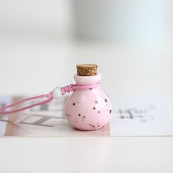 Pink Ceramic Perfume Bottle Pendant Necklace with Braided Nylon Cord, Essential Oil Vial Necklace for Women, Pink, 17.72~29.53 inch(45~75cm)