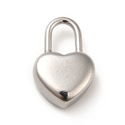 Stainless Steel Color 304 Stainless Steel Pendants, Heart Padlock, Stainless Steel Color, 18.5x12x6mm, Hole: 7.5x4.5mm