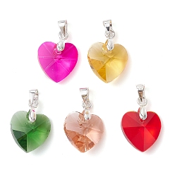 Сердце Подвески из разноцветного стекла, с серебряными железными петлями, сердце, 19.5x14x7.5 мм, отверстие : 3.5x4 мм