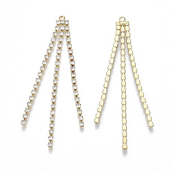 Doré  Laiton strass coupe chaîne gros pendentifs, pendentif pompon, cristal, or, 68x6x2mm, Trou: 1.6mm
