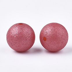 FireBrick Acrylic Imitation Pearl Beads, Wrinkle/Textured, Round, FireBrick, 20x19mm, Hole: 2.5mm, about 110pcs/500g