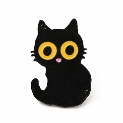 Gold Cat Theme Enamel Pin, Electrophoresis Black Alloy Brooch for Backpack Clothes, Gold, 25x17x1mm