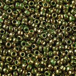 (1702) Gilded Marble Green TOHO Round Seed Beads, Japanese Seed Beads, (1702) Gilded Marble Green, 11/0, 2.2mm, Hole: 0.8mm, about 5555pcs/50g