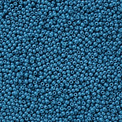 Cielo Azul Oscuro 11/0 calificar unas cuentas redondas de semillas de vidrio, pintura para hornear, cielo azul profundo, 2.3x1.5 mm, agujero: 1 mm, sobre 48500 unidades / libra