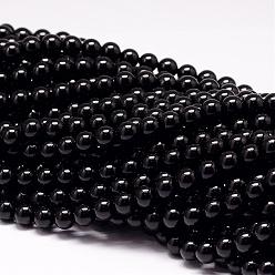 Турмалин Натуральный черный турмалин бисер нитей, класс АА, круглые, 8 мм, отверстие : 1 мм, около 48 шт / нитка, 15.7 дюйм