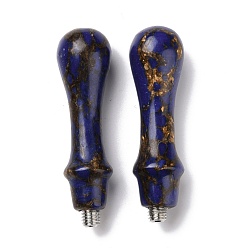 Bleu Foncé Manche de cachet de cire d'auriculite mélangée de jaspe impérial naturel, avec 201 vis en acier inoxydable, pour la fabrication de tampon de cire, bleu foncé, 80~80.5x22mm, pin: 7.5 mm