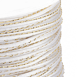 White Metallic Stain Beads String Cords, Nylon Mouse Tail Cord, White, 1.5mm, about 100yards/roll(300 feet/roll)