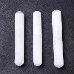Blanc Fumé Bâtons de massage en sélénite naturelle, outils de massage, gua sha grattoir, colonne, fumée blanche, 147.5~155x24~25.5mm