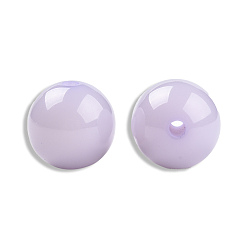 Lilas Des perles de résine opaques, ronde, lilas, 12x11.5mm, Trou: 1.6~1.8mm