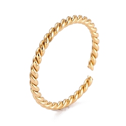 Golden 304 Stainless Steel Cuff Rings, Open Ring, Twist, Golden, 2mm, Inner Diameter: 17mm