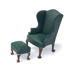 Vert Mer Canapés simples et doubles en simili cuir avec repose-pieds pour modèle de meuble miniature de maison de poupée, vert de mer, 105x65mm