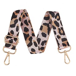 Leopard Larges bretelles en polyester, bretelles réglables de remplacement, ceinture de sac rétro amovible, avec fermoir pivotant, pour sac à main sacs à bandoulière sac en toile, motif imprimé léopard, 72x~129x3.8cm