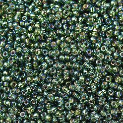 (RR1026) Silverlined Olive AB MIYUKI Round Rocailles Beads, Japanese Seed Beads, 11/0, (RR1026) Silverlined Olive AB, 2x1.3mm, Hole: 0.8mm, about 50000pcs/pound