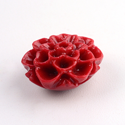 FireBrick Dyed Synthetic Coral Beads, Flower, FireBrick, 10.5x10.5x6mm, Hole: 1.5mm