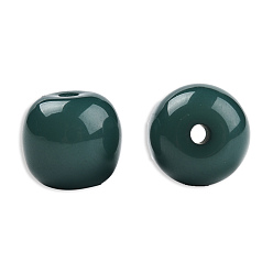 Verde azulado Perlas de resina opacos, barril, cerceta, 12x11 mm, agujero: 1.6~1.8 mm
