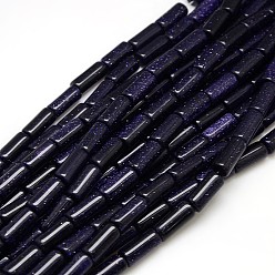 Blue Goldstone Synthetic Blue Goldstone Beads Strands, Column, 16~18x8mm, Hole: 1.5mm, about 24pcs/strand, 15.74 inch