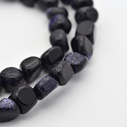 Blue Goldstone Synthetic Blue Goldstone Bead Strands, Tumbled Stone, 5~7x5~7mm, Hole: 1mm, about 15.7 inch