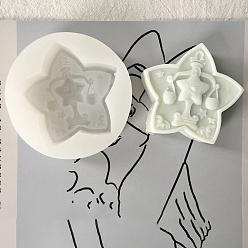 Libra DIY Star with Constellation Candle Silicone Molds, for Scented Candle Making, White, Libra, 9x3.3cm