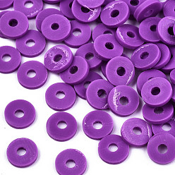 Dark Orchid Handmade Polymer Clay Beads, for DIY Jewelry Crafts Supplies, Disc/Flat Round, Heishi Beads, Dark Orchid, 4x1mm, Hole: 1mm, about 55000pcs/1000g