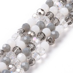 Gris Chapelets de perles en verre, à facettes (32 facettes), ronde, grises , 5.5mm, Trou: 1mm, Environ 95 pcs/chapelet, 20.47'' (52 cm)