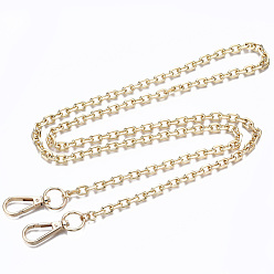 Light Gold Sangles de chaînes de sac, chaînes à maillons en fer, fermoirs alliage pivotantes, pour les accessoires de remplacement de sac, or et de lumière, 110x0.75 cm
