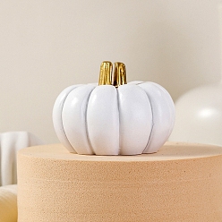 White Pumpkin Shape Resin Name Card Holder, Business Card Holders, for Wedding, Birthday Party Table Number Sign, White, 43x33mm