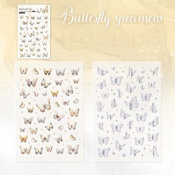 Goldenrod 2 Sheets Butterfly PET Waterproof Self Adhesive Stickers, Silver Stamping Butterfly Decals, for DIY Scrapbooking, Photo Album Decoration, Goldenrod, 168x118mm