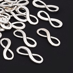 Antique Silver Tibetan Style Alloy Links connectors, Infinity, Cadmium Free & Lead Free, Antique Silver, 8x22.5x1mm, Hole: 4x7mm, about 1360pcs/1000g