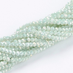 Miellat Perles en verre electroplate, plein arc-en-plaqué, facette, rondelle, miellat, 3x2mm, Trou: 0.8~1mm, Environ 165~169 pcs/chapelet, 15.7~16.1 pouce (40~41 cm)