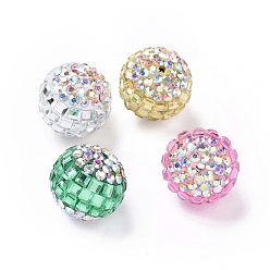 Mixed Color Polymer Clay Rhinestone Beads, Pave Disco Ball Beads, Round, Mixed Color, 16~17mm, Hole: 1.8mm