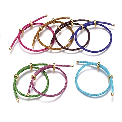 Mixed Color Adjustable 304 Stainless Steel Wire Rope Cord Bracelets Making, with Brass and Rubber Slide Beads, Long-Lasting Plated, Golden, Mixed Color, 1-5/8 inch~3-1/4 inch(4~8.2cm)