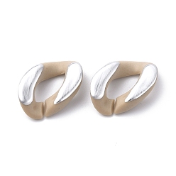 Silver Plated Plated Acrylic Linking Rings, Quick Link Connector, for Curb Chain Making, Twisted Oval, Tan, Silver Plated, 23x17x5.5mm