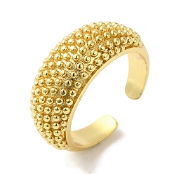 Real 18K Gold Plated Rack Plating Brass Open Cuff Ring, Lead Free & Cadmium Free, Real 18K Gold Plated, US Size 7 3/4(17.9mm)