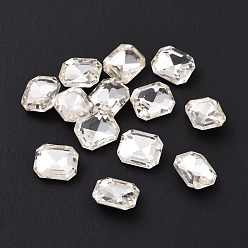 Cristal Cabujones de diamantes de imitación de cristal, espalda puntiaguda y espalda plateada, Rectángulo, cristal, 10x8x4 mm