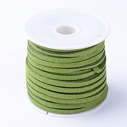 Светло-зеленый Коричневый Шнуры из искусственной замши, искусственная замшевая кружева, оливковый, 4x1.5 мм, около 5.46 ярдов (5 м) / рулон, 25 рулонов / мешок