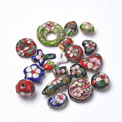 Mixed Color Handmade Cloisonne Beads, Mixed Shape, Mixed Color, 9~27x7~23x5~13mm, Hole: 1mm