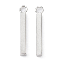 Stainless Steel Color 304 Stainless Steel Pendants, Bar Charm, Stainless Steel Color, 17.5x2x2mm, Hole: 1.6mm
