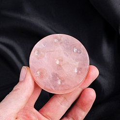 Quartz Rose Plaque de rangée sept étoiles en quartz rose naturel, décoration d'affichage en pierre d'énergie reiki, pour la méditation de guérison, plat rond, 55~60mm