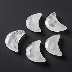 Cristal de Quartz Perles de cristal de quartz naturel, cristal de roche, pas de trous / non percés, pour création de fil enroulé pendentif , lune, 34~35x22x7~10mm