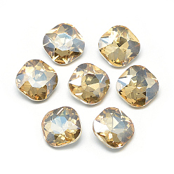 Pale Goldenrod Pointed Back Glass Rhinestone Cabochons, Faceted, Back Plated, Square, Pale Goldenrod, 12x12x5mm