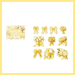 Желтый 20 шт. 10 стили золотого тиснения домашние самоклеющиеся декоративные наклейки с бантом, водонепроницаемые цветочные наклейки, для diy scrapbooking, желтые, упаковка: 130x95мм, 2 шт / стиль