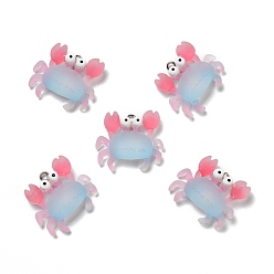 Sky Blue Opaque Resin Pendants, with Platinum Tone Iron Loops, Frosted, Crab, Sky Blue, 23x26x7mm, Hole: 2mm
