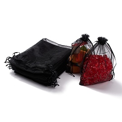 Черный Подарочные пакеты из органзы с кулиской, мешочки для украшений, свадебная вечеринка рождественские подарочные пакеты, чёрные, 30x20 см