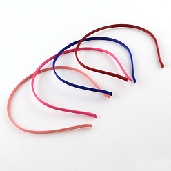 Mixed Color Hair Accessories Iron Hair Band Findings, Covered with Cloth, Mixed Color, 120~128mm