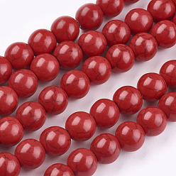 Crimson Synthetic Turquoise Beads Strands, Dyed, Round, Crimson, 10mm, Hole: 1mm, about 800pcs/1000g