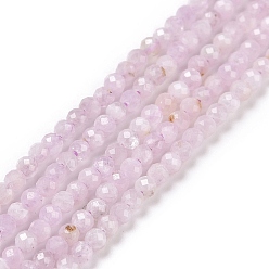 Kunzite Kunzite naturelles brins de perles, facette, ronde, 2mm, Trou: 0.3mm, Environ 189 pcs/chapelet, 15.55 pouce (39.5 cm)
