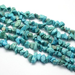Turquoise Synthétique Perles synthétiques turquoise brins, puces, teint, 5~8x5~8mm, Trou: 1mm, environ 31.5 pouce