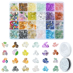 Mixed Color DIY Gemstone Bracelet Necklace Making Kit, Including Natural & Synthetic Mixed Stone Chips & Glass Beads, Mixed Color, Beads: 192g/bag